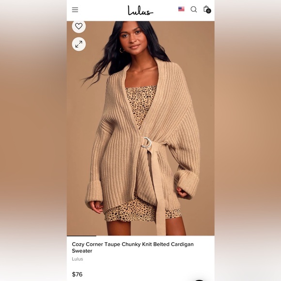 Cozy Corner Taupe Chunky Knit Belted Cardigan Sweater
Sz S LULU’s - Picture 2 of 7